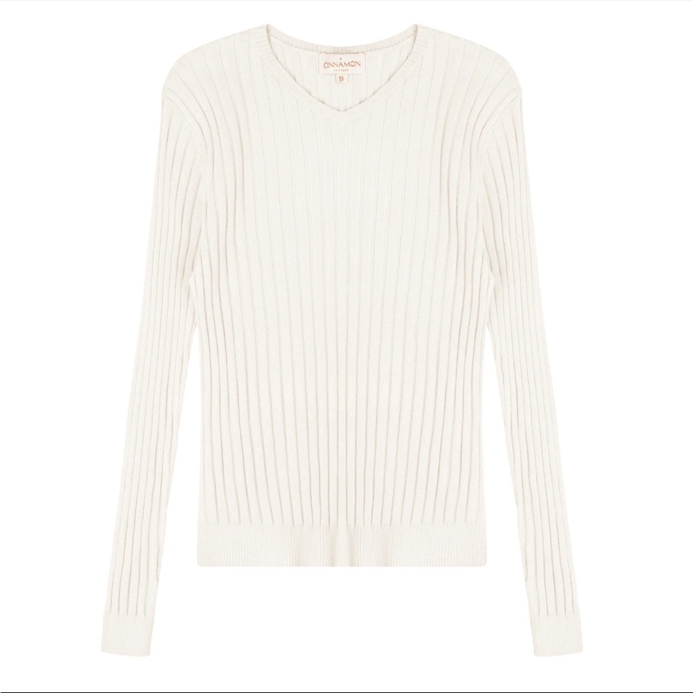 The Gallery Collection Cream V-Neck Sweater